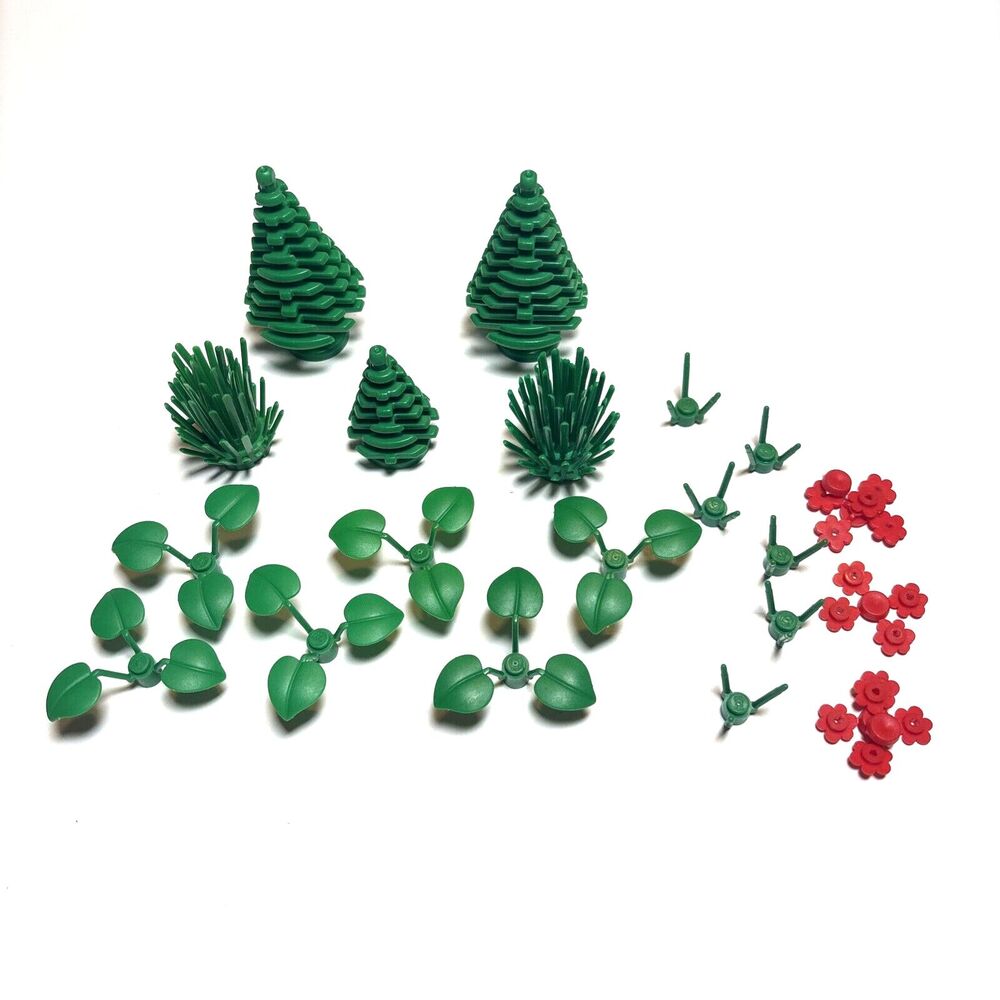 Lego Mixed Plant Lot Pine Christmas Trees Shrubs Flowers Leaves 20 pieces